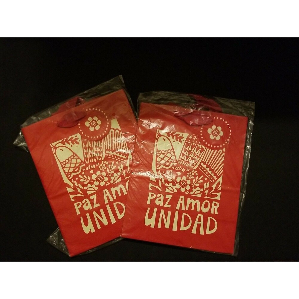 2 Hallmark VIDA Medium Christmas Gift Bag Tissue Paper and Spanish Lettering